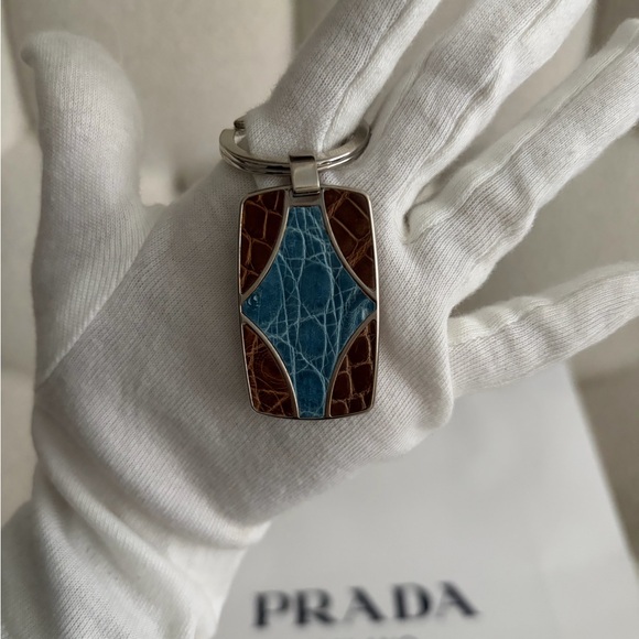 Prada Exotic Skins with Stainless Steel Keychain